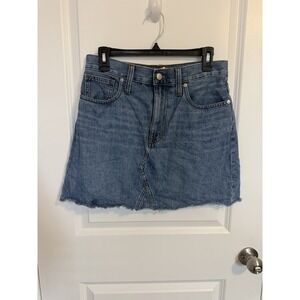 Madewell Rigid Jean Denim Skirt Relaxed Women's Size  28 Raw Hem